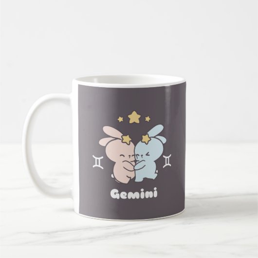 Gemini Bunnies Cuddles - Zodiac Harmony Kaffeetasse (Links)