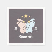 Gemini Bunnies Cuddles - Zodiac Harmony Serviette (Vorderseite)