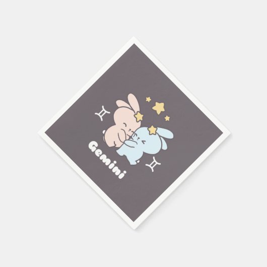 Gemini Bunnies Cuddles - Zodiac Harmony Serviette (Ecke)