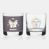 Gemini Bunnies Cuddles - Zodiac Harmony Whiskyglas (Vorderseite)