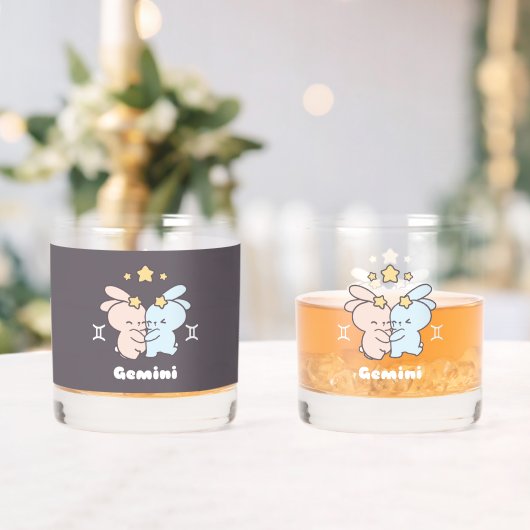 Gemini Bunnies Cuddles - Zodiac Harmony Whiskyglas (Insitu (Hochzeit))