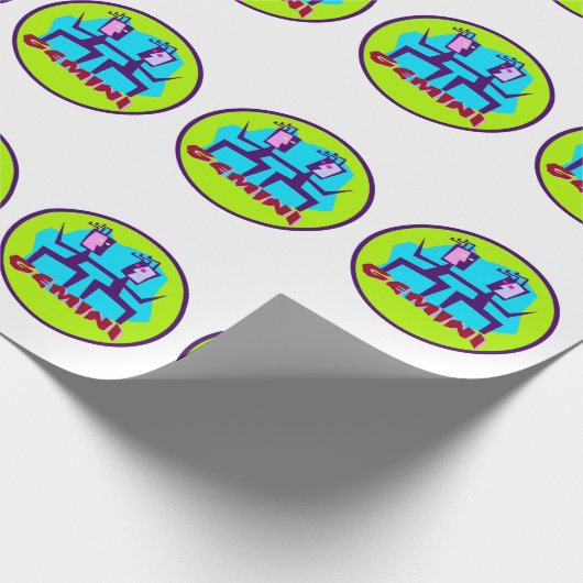 Gemini Cartoon Zodiac Astrologie Design Geschenkpapier (Ecke)