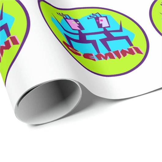 Gemini Cartoon Zodiac Astrologie Design Geschenkpapier (Rolleneckpunkt)