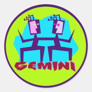 Gemini Cartoon Zodiac Astrologie Design Runder Aufkleber