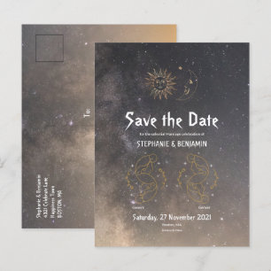Gemini Celestial Typografie Zodiac Glitzer Cool Ankündigungspostkarte