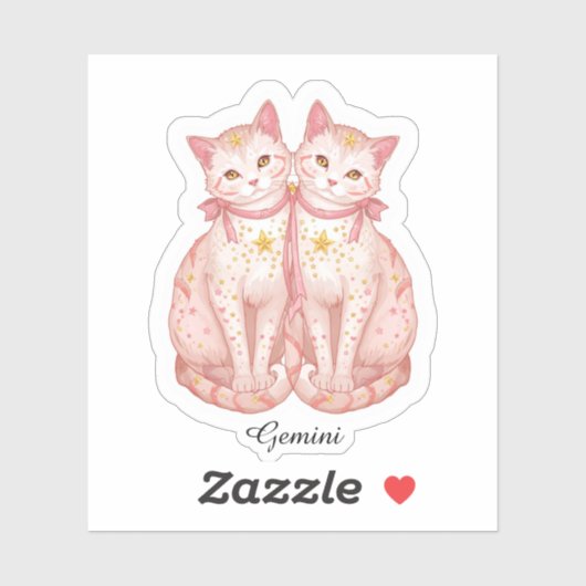 Gemini Celestial Zodiac Aufkleber - Zwillingskatze (Blatt)