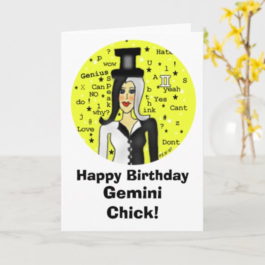Gemini Chick Birthday Card Karte (Gelbe Blume)