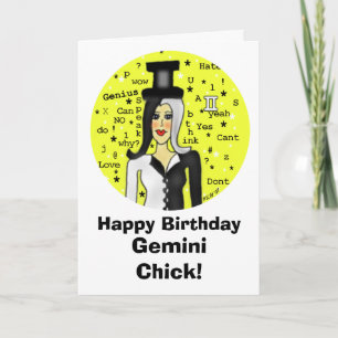 Gemini Chick Birthday Card Karte