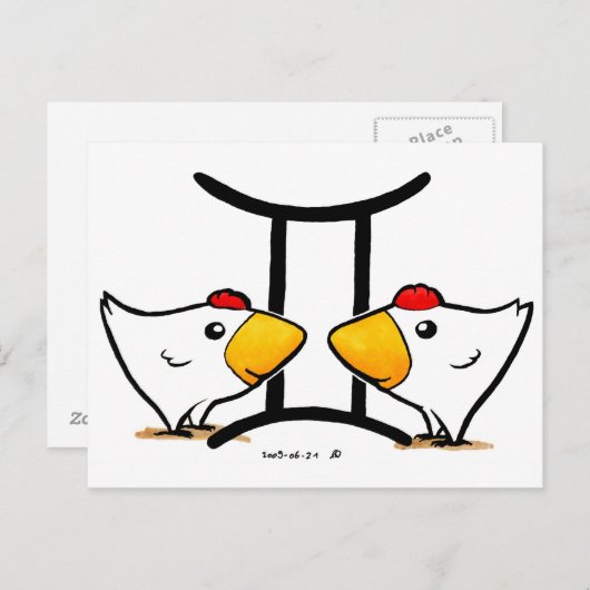 Gemini Chickens Postkarte (Vorne/Hinten)