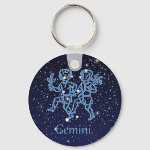 Gemini Constellation and Zodiac Sign with Stars Schlüsselanhänger