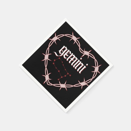 Gemini Constellation Gothic Dark Celestial Art Serviette (Ecke)