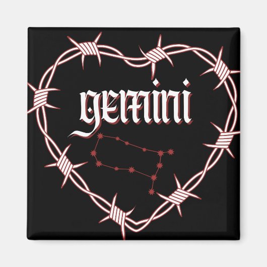 Gemini Constellation Gotische Ästhetik Barbed Wire Magnet (Vorne)