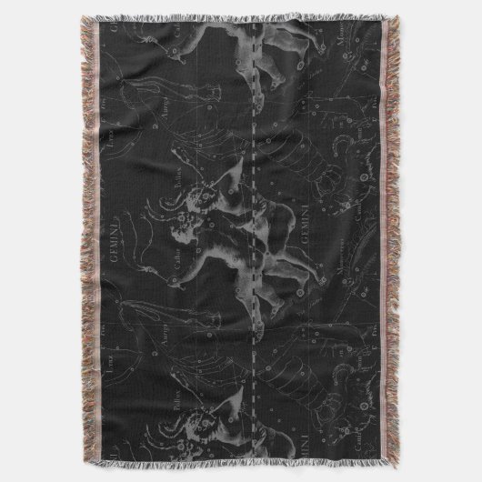 Gemini Constellation Hevelius 1690 auf Schwarz Decke (Vorderseite Vertikal)