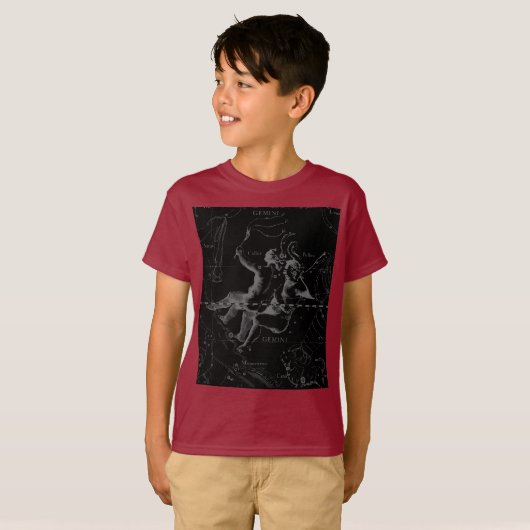 Gemini Constellation Hevelius 1690 auf Schwarz T-Shirt (Vorne ganz)
