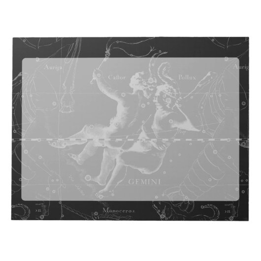 Gemini Constellation Karte Hevelius 1690 auf Schwa Notizblock (Vorderseite)