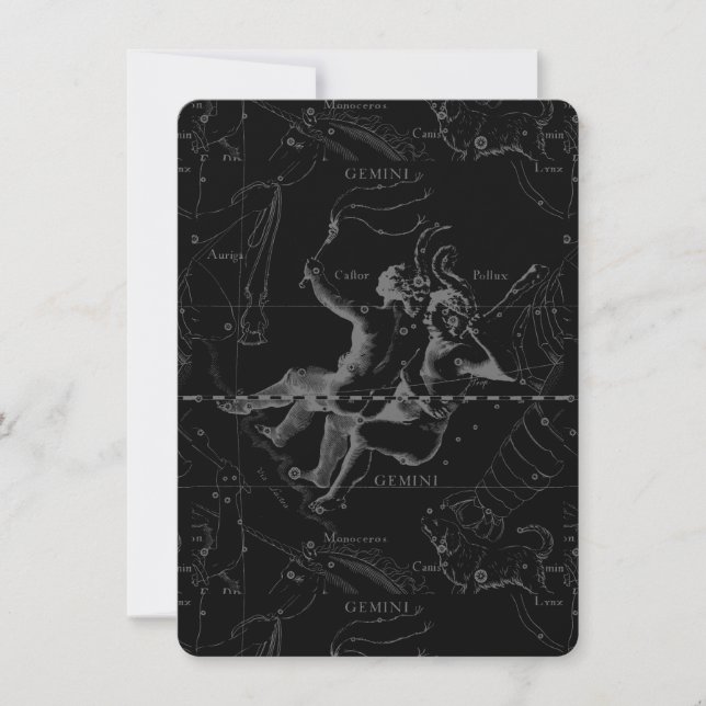 Gemini Constellation Map Gravur von Hevelius (Vorderseite)