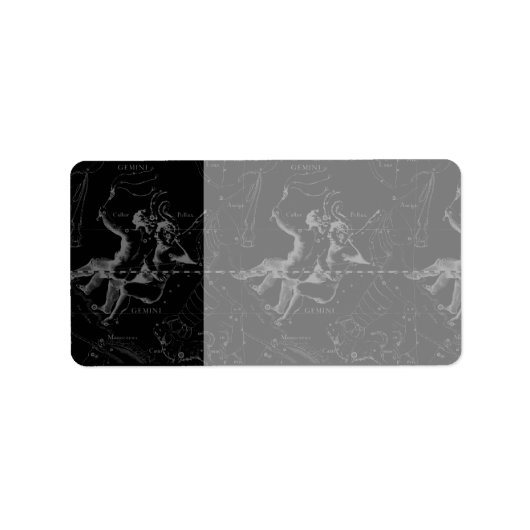 Gemini Constellation Map Gravur von Hevelius Adressaufkleber (Vorne)