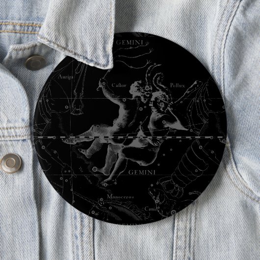 Gemini Constellation Map Gravur von Hevelius Button (Beispiel)
