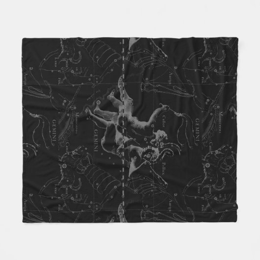 Gemini Constellation Map Gravur von Hevelius Fleecedecke (Vorderseite (Horizontal))