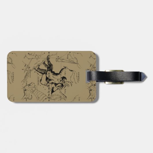 Gemini Constellation Map Gravur von Hevelius Gepäckanhänger (Rückseite horizontal)