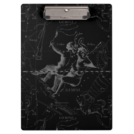 Gemini Constellation Map Gravur von Hevelius Klemmbrett (Vorderseite)