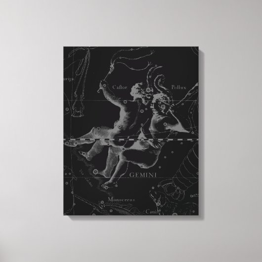 Gemini Constellation Map Gravur von Hevelius Leinwanddruck (Vorderseite)