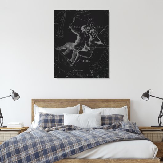 Gemini Constellation Map Gravur von Hevelius Leinwanddruck (Insitu (Schlafzimmer))