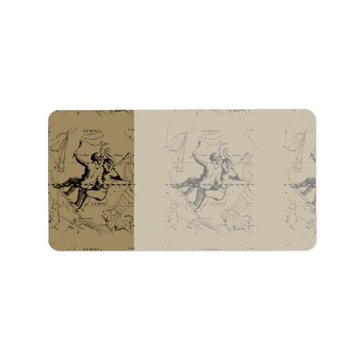 Gemini Constellation Map Hevelius circa 1690 Adressaufkleber (Vorne)