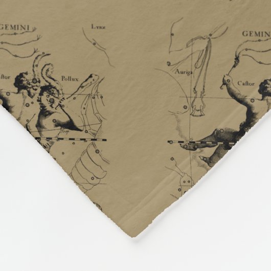 Gemini Constellation Map Hevelius circa 1690 Fleecedecke (Ecke)