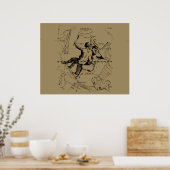 Gemini Constellation Map Hevelius circa 1690 Poster (Küche)
