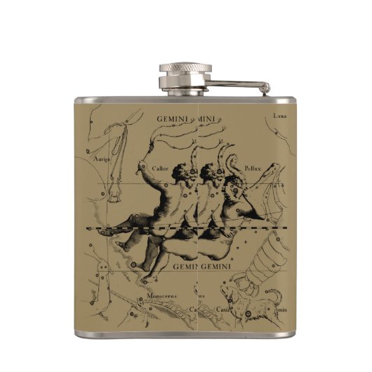 Gemini Constellation Zodiac Hevelius 1690 Flachmann (Rückseite)