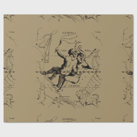 Gemini Constellation Zodiac Hevelius 1690 Geschenkpapier (Flach)