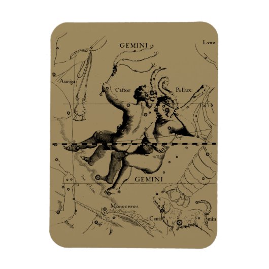 Gemini Constellation Zodiac Hevelius 1690 Magnet (Vertikal)