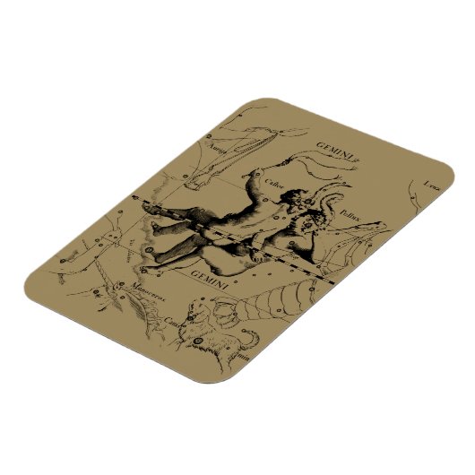 Gemini Constellation Zodiac Hevelius 1690 Magnet (Linke Seite)