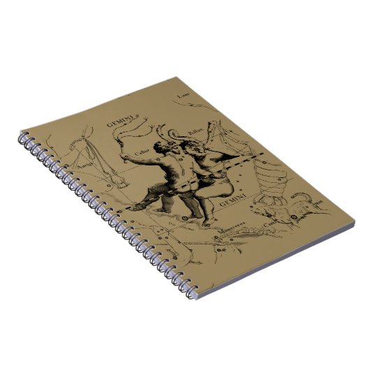 Gemini Constellation Zodiac Hevelius 1690 Notizblock (Rechte Seite)