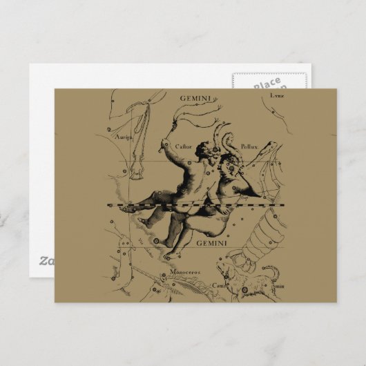 Gemini Constellation Zodiac Hevelius 1690 Postkarte (Vorne/Hinten)