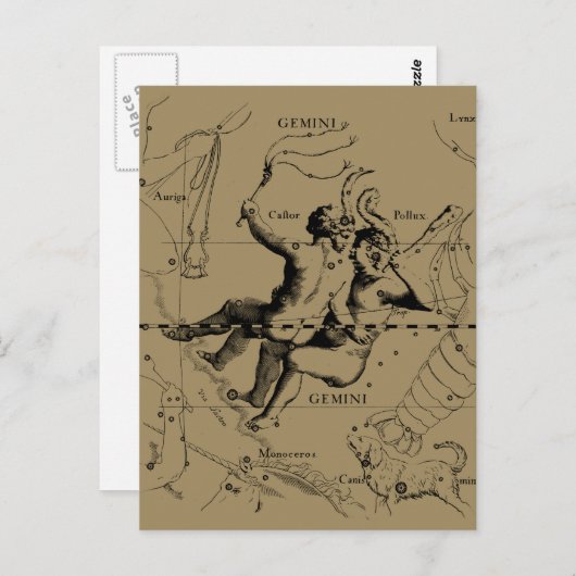 Gemini Constellation Zodiac Hevelius 1690 Postkarte (Vorne/Hinten)