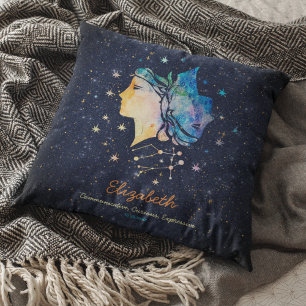 Gemini Constellation Zodiac Watercolor Star Galaxy Kissen
