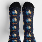 Gemini Constellation Zodiac Watercolor Star Galaxy Socken (Oben)