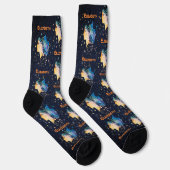 Gemini Constellation Zodiac Watercolor Star Galaxy Socken (Rechts)