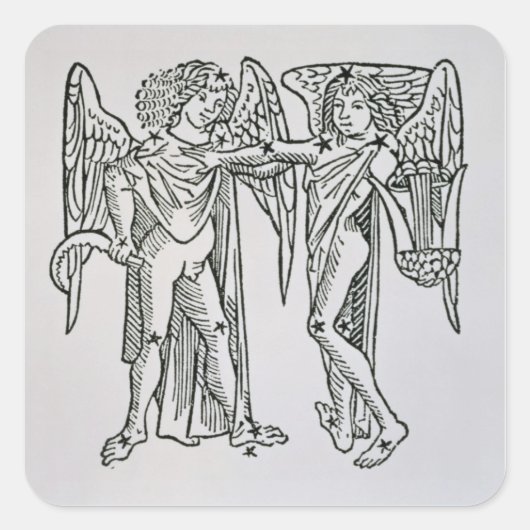 Gemini (die Twins) eine Abbildung aus der "Poeti Quadratischer Aufkleber (Vorderseite)