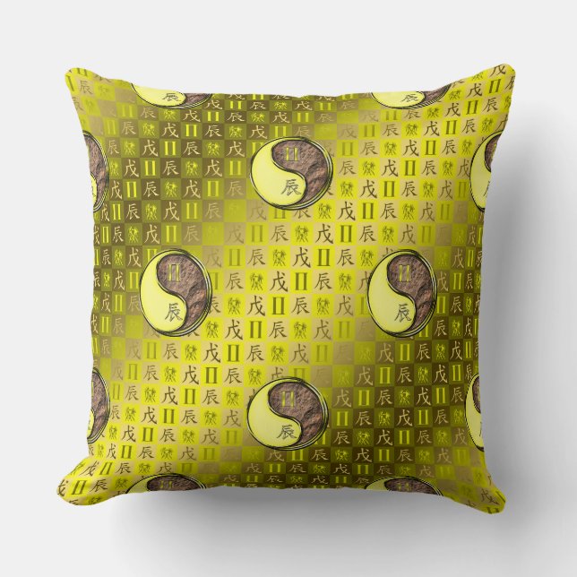 Gemini & Earth Dragon Throw Pillow Kissen (Vorderseite)