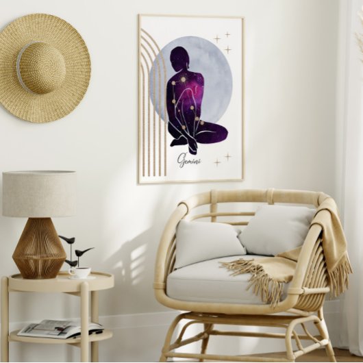 Gemini Feminine Blue Lila Zodiac Design Poster