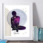 Gemini Feminine Blue Lila Zodiac Design Poster