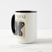 Gemini Feminine Zodiac Design Brown Black 15 OZ Tasse (Vorderseite Links)