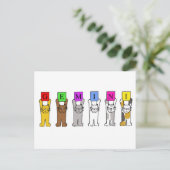 Gemini Geburtstag Cartoon Katzen. Postkarte (Stehend Vorderseite)