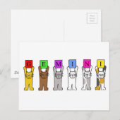 Gemini Geburtstag Cartoon Katzen. Postkarte (Vorne/Hinten)