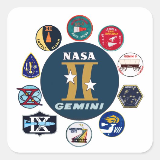 Gemini-Gedenklogo Quadratischer Aufkleber (Vorderseite)