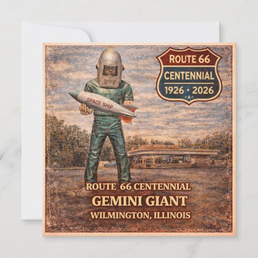 Gemini Giant Route 66 Reisekarte (Vorderseite)
