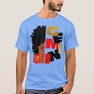 Gemini Girl Afro Girl Zodiac Signs Geburtstagsgesc T-Shirt